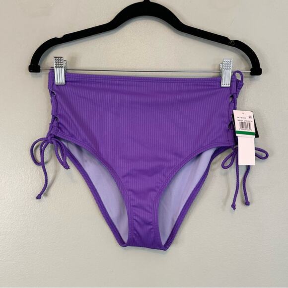 Salt + Cove Junior's Purple Raised Rib Lace Bikini Bottom Swimsuit Large NWT - Picture 2 of 10